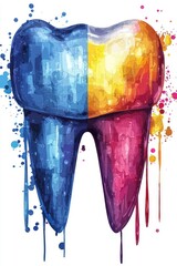 Abstract Colorful Tooth Puzzle: A Vibrant Dental Art Piece