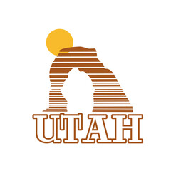 Minimalist Utah Landmark with Sunset and Arch Silhouette Perfect for Print, Apparel, etc