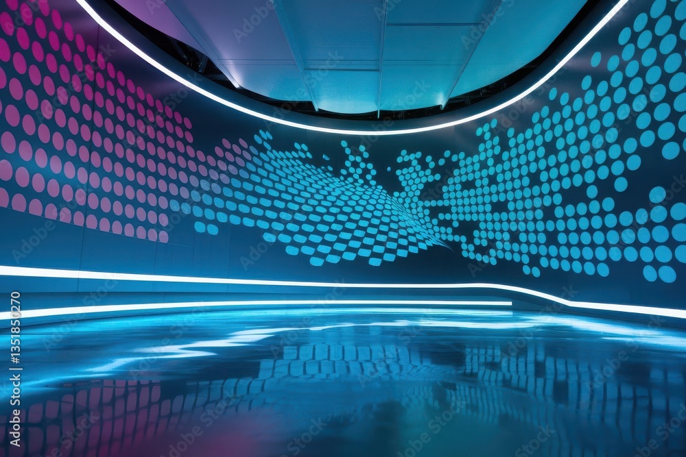 Poster futuristic digital display with glowing data wave
