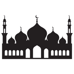 islamic mosque silhouette vector, black silhouette mosque vector illustration. with white background