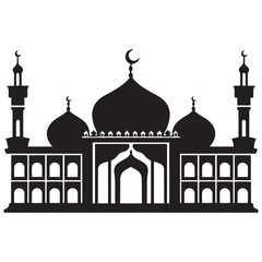 islamic mosque silhouette vector, black silhouette mosque vector illustration. with white background