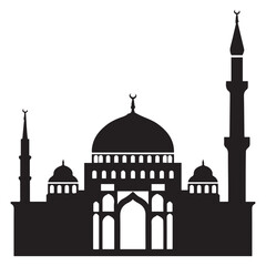 islamic mosque silhouette vector, black silhouette mosque vector illustration. with white background
