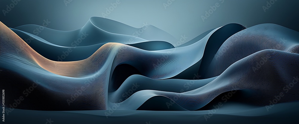 Poster abstract textured forms in deep blues and grays