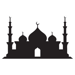 islamic mosque silhouette vector, black silhouette mosque vector illustration. with white background