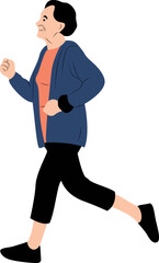 Elderly woman running,