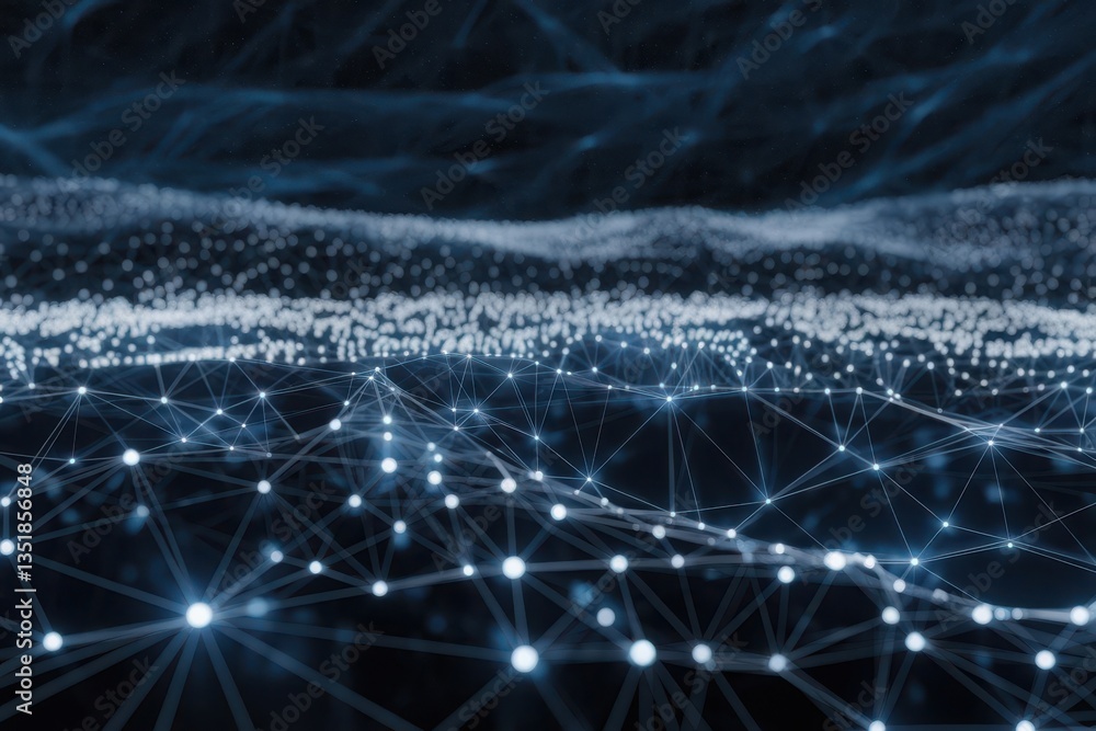 Aufkleber abstract digital network with glowing data nodes