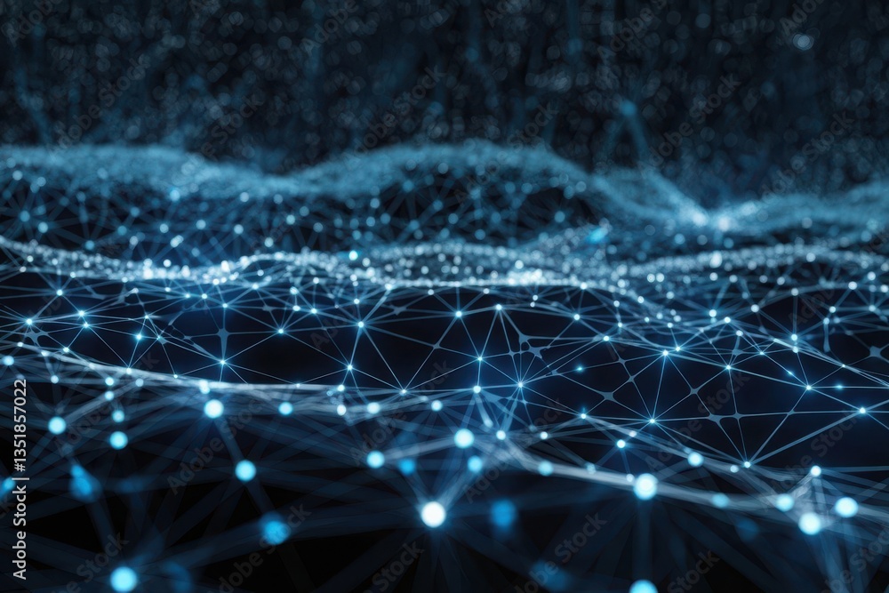Aufkleber abstract digital network with glowing data nodes