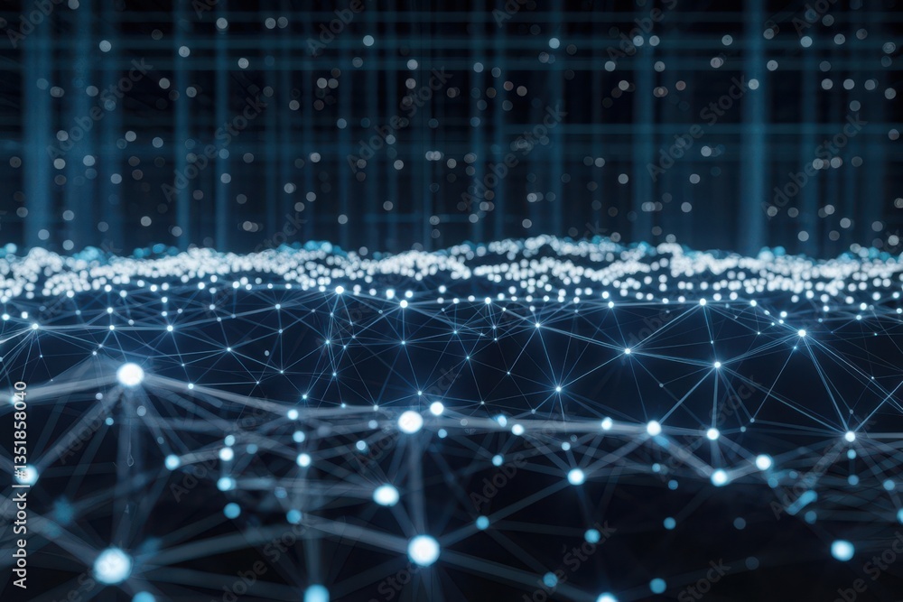 Aufkleber abstract digital network with glowing data nodes