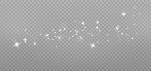 Festive design. White dusty light png. Transparent background with glitter particles or star flare effect. Rainbow illustration of glowing boxing confetti and glitter, bokeh and lights.