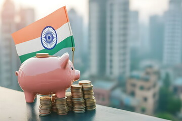 Financial Growth Savings Investment Piggy Bank Indian Flag Economy
