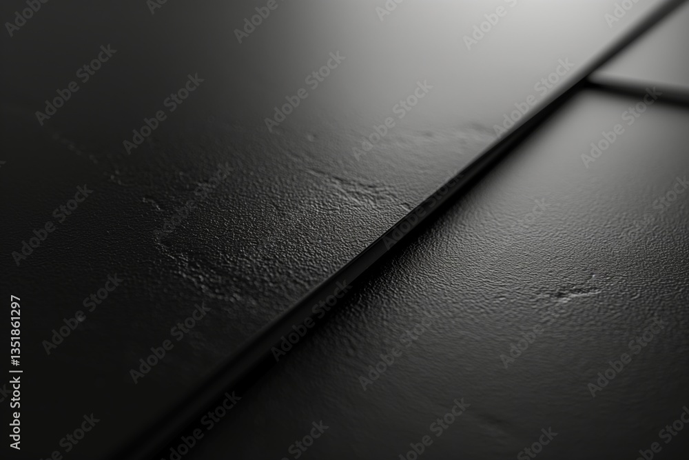 Poster close-up view of a textured, dark surface in soft lighting, highlighting subtle details and a modern