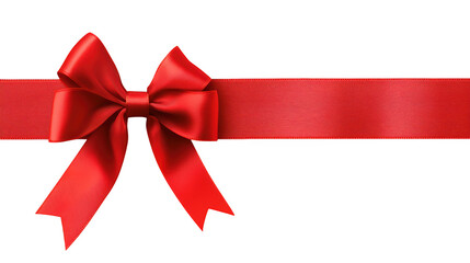A vibrant red bow tied on a ribbon, symbolizing celebration and gift-giving.