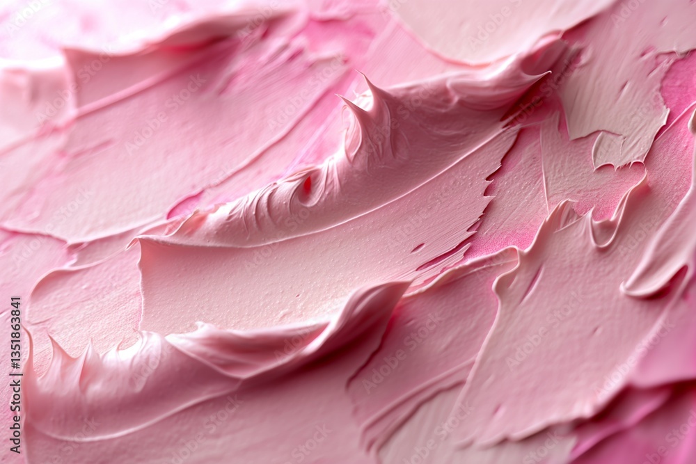 Poster close-up of soft pink frosting with a smooth, creamy texture, creating an elegant and inviting appea