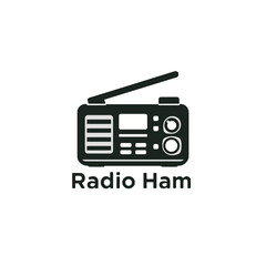 Radio Ham logo design in black and white style for amateur radio enthusiasts