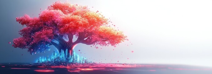 Futuristic Digital Tree Integrating Nature with Smart Ecosystems and Renewable Energy Innovation