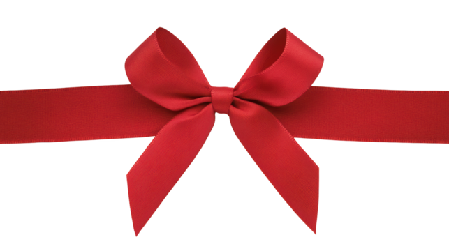 A vibrant red ribbon tied in a neat bow, showcasing its smooth texture and elegant shape.