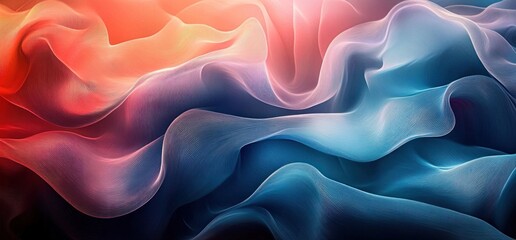 Obraz premium Abstract Flowing Waves Soft Blue Teal Coral Gradient Texture Ethereal Light Nature Pattern Graphic Resources
