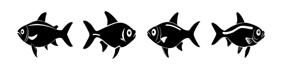 Obraz premium rummy nose tetra fish icon, rummy nose tetra fish silhouette vector illustration-simple silhouette illustration of rummy nose tetra fish, perfect for rummy nose tetra fish logos and icons