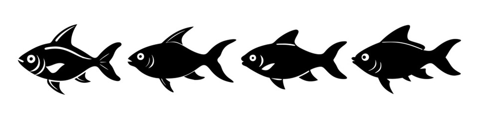 Obraz premium black skirt tetra fish icon, black skirt tetra fish silhouette vector illustration-simple silhouette illustration of black skirt tetra fish, perfect for black skirt tetra fish logos and icons
