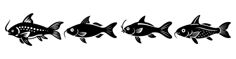 corydoras catfish icon, corydoras catfish silhouette vector illustration-simple silhouette illustration of corydoras catfish, perfect for corydoras catfish logos and icons
