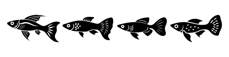 guppy fish icon, guppy fish silhouette vector illustration-simple silhouette illustration of guppy fish, perfect for guppy fish logos and icons
