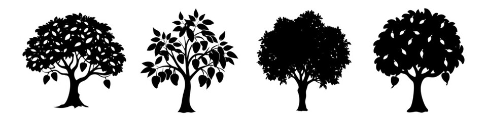 mango tree icon, mango tree silhouette vector illustration-simple silhouette illustration of mango tree, perfect for mango tree logos and icons
