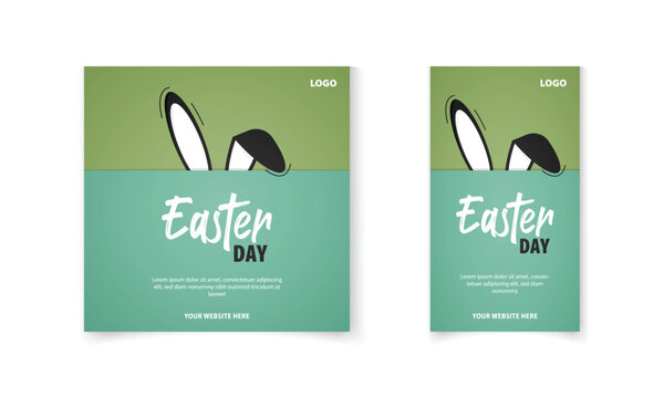 Easter day social media post and story template design with rabbit ears for online promotion ads
