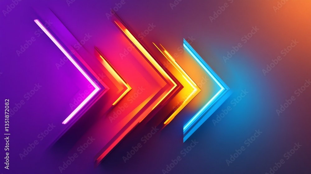 Aufkleber abstract image of three glowing arrows pointing right with vibrant colors on smooth surface