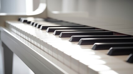 Close-up of a White Piano Keyboard