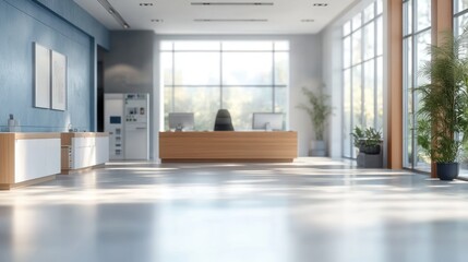 modern minimalist office interior bright airy atmosphere reception design Scandinavian style soft pastel colors