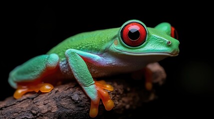 Fototapeta premium Vibrant tree frog perched on a branch