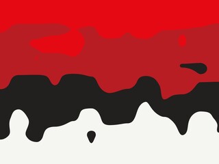 Abstract background with three wavy horizontal bands of red, black, and white, suggesting a flowing, liquid-like effect.