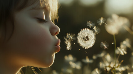 girl with dandelion Floating Dandelion Seeds in the Breeze &ndash; A Symbol of Ephemeral Beauty