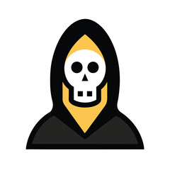 Halloween Death Icon – Spooky Vector Illustration on White Background
