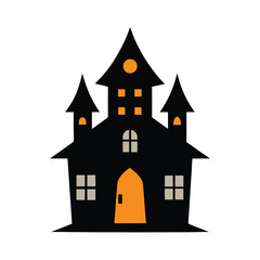 Halloween Spooky House Icon – Vector Illustration, Haunted Mansion Silhouette