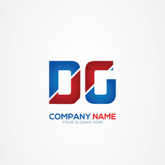 DG or GD Creative Modern Letters Logo Design Element red and blue