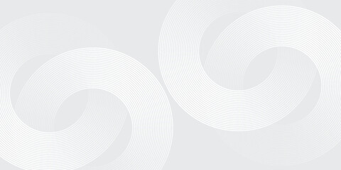 Fototapeta premium Abstract white glowing geometric lines on gray background. Modern shiny blue circle lines pattern. Futuristic technology concept. Suit for cover, poster, banner, brochure, header, website modern arts