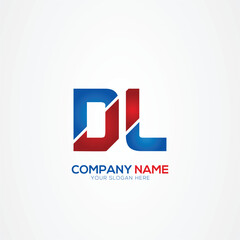 DL or LD Creative Modern Letters Logo Design Element red and blue