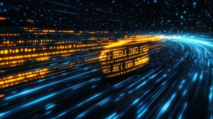 Digital Highway: Futuristic Data Stream and High-Speed Travel