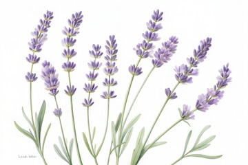 Naklejka premium Sprigs of lavender flowers isolated on a white background (Flower)
