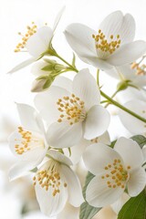 Jasmine flowers in full bloom, isolated on a white background (Flower)