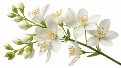 Obraz premium Jasmine flowers in full bloom, isolated on a white background (Flower)