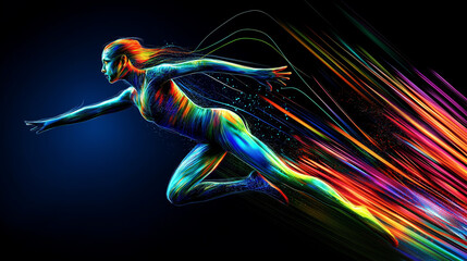 Fluid, vibrant abstract sports art, conveying motion and energy, ideal for modern design.