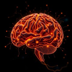 Fototapeta premium Illustration of the Brain glowing and working