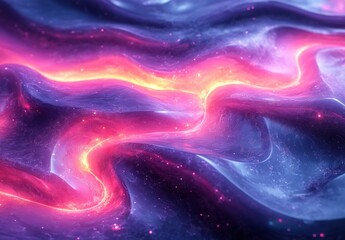 Obraz premium Vibrant Liquid Abstract Background with Holographic Metallic Textures and Flowing Geometric Waves
