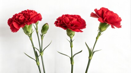Obraz premium Red Carnation Flower Isolated on White Background 