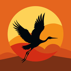 Flying beautiful bird silhouette vector