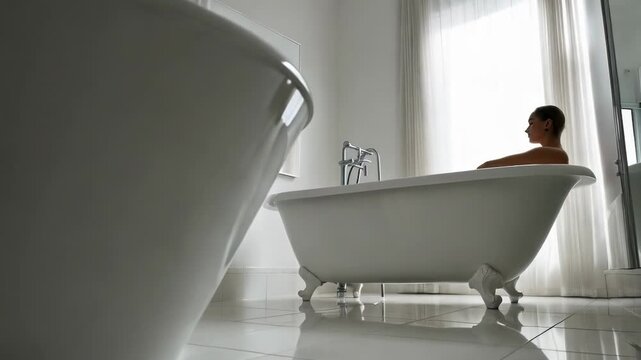 Modern White Bathroom With Bathtub