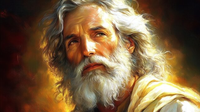Majestic Portrait of a Wise Old Man, Digital Painting