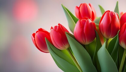 Fototapeta premium red tulips in the garden